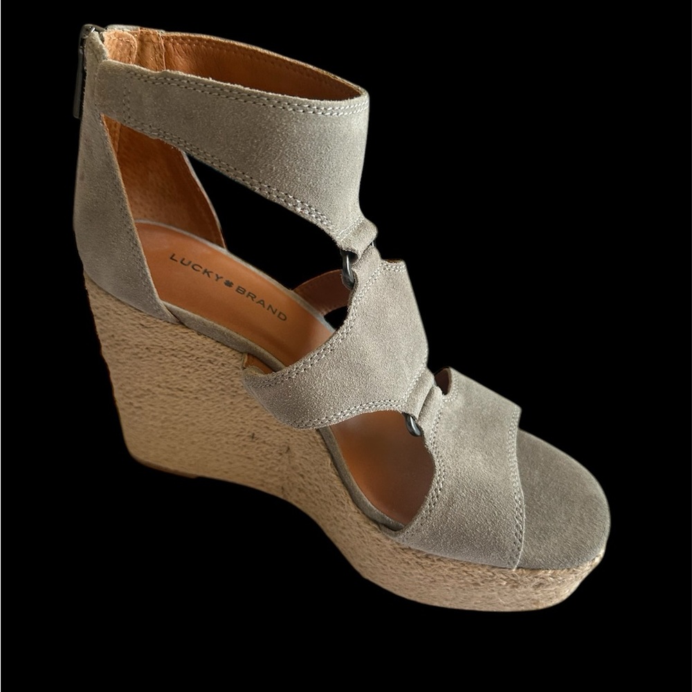 Lucky Brand Taupe Wedge Sandals
